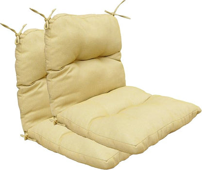 Outdoor Chair Cushions, Fade Resistant Replacement Tufted Cushion for Patio Dining Chair, Set of 2 (Olefin Mixed Yellow/Grey)