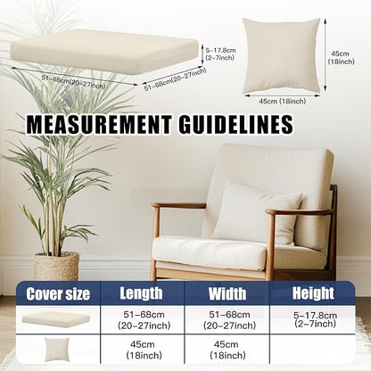 Outdoor Cushion & Pillow Cover Set, 8 Seat Covers + 4 Pillow Covers | Stretch Fit, Replacement, Washable and Reusable Furniture Protectors, Fits most patio furniture cushion covers, Cover Only
