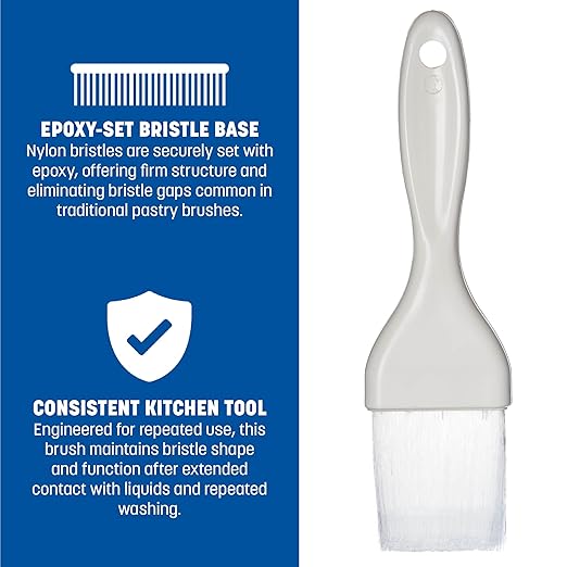 Carlisle FoodService Products 40391-02 7.50" Length, Bristle 2" Width x 2" Trim, White Color, Plastic Handle Galaxy Pastry Brush with Nylon Bristles