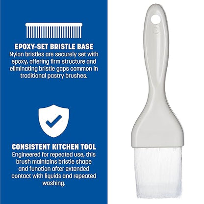 Carlisle FoodService Products 40391-02 7.50" Length, Bristle 2" Width x 2" Trim, White Color, Plastic Handle Galaxy Pastry Brush with Nylon Bristles