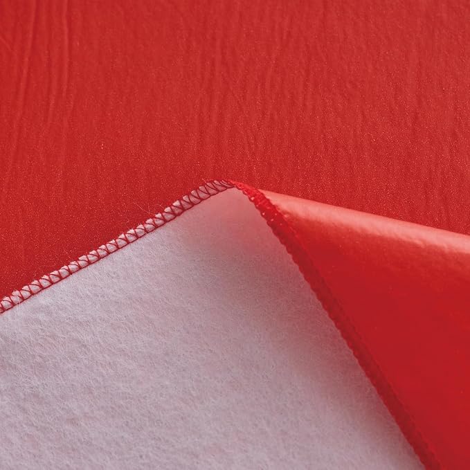 NLMUVW Red Vinyl Tablecloth with Flannel Backing 100% Waterproof Christmas Square PVC Table Cloth Wipe Clean Table Cover for Dining Party Outdoor, 52 X 52 Inch