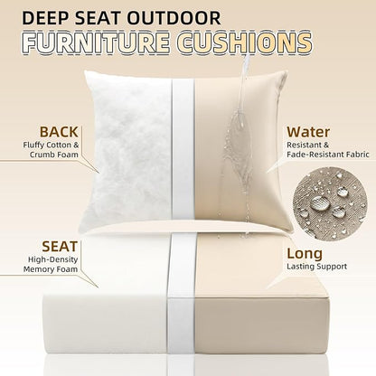Outdoor Chaise Lounge Chair Cushion (Cream, 24 x 24 x 5 inches)