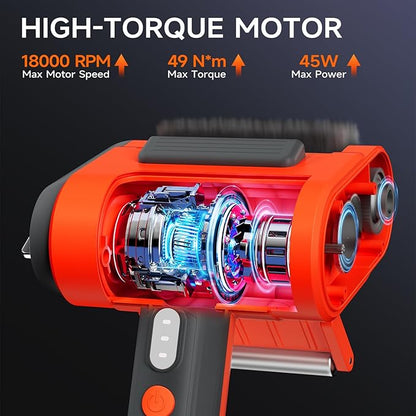 Electric Grill Brush for Outdoor Grill, 800 RPM Brush Head, 3000mAh Battery, No Preheating Grill, 304 Stainless Steel Bristle, Rechargeable Cordless BBQ Grill Cleaner with LED Light, Orange