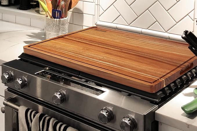 OAKSWARE 30 x 22 Inch Extra Large Acacia Wooden Cutting Board for Kitchen | Deep Juice Grooves, Side Handles & Pre-Oiled Surface, Perfect Countertop Expansion for Prep, Carving & Charcuterie Serving
