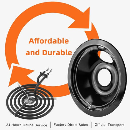 Electric Stove Burner Drip Pans WB31M19(8”) WB31M20(6”) and Electric Stove Top Burner WB30M1(6") WB30M2(8") Compatible for G-E Hot-point Ken-more General Electric Stove Parts by MIFLUS