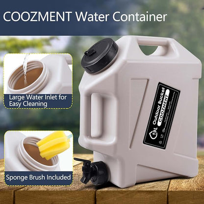 COOZMENT 3.2 Gallon/5 Gallon Water Containers with Spigot, BPA Free Water Jug, Military Green Water Tank, Multifunction Water Storage Containers for Camping Outdoor Hiking,Emergency Storage
