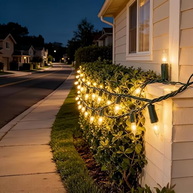 150 LED Warm White Christmas Lights, UL Certified 22# Green Wire 50 Ft, Commercial Grade Decorative Lighting String, for Indoor and Outdoor Use.