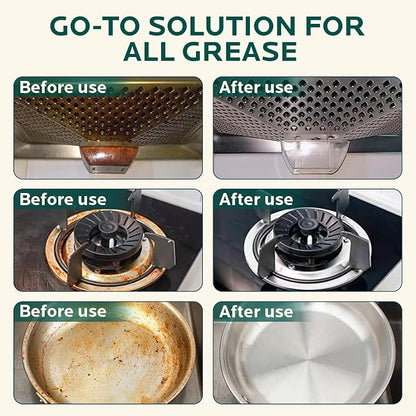 2Pcs Degreaser Cleaner Heavy Duty Spray: Foaming Kitchen Cleaner Cuts Through Baked-On Grease on Ovens Stove Tops Grills - Clean Up Kitchen Oil Stains Spray for Multi-Surface Cookware & Countertop