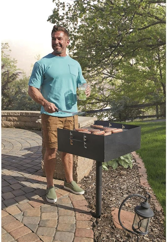 Guide Gear Heavy-Duty Park-Style Charcoal BBQ Grill for Camping, Outdoor Cooking, Backyard, Patio, Camp Grilling Barbecues, 15.5" x 15" x 8.25"h.
