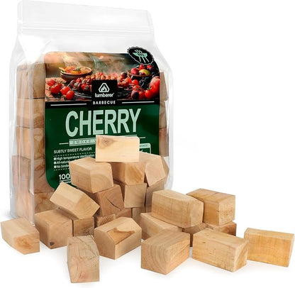 Lumberer Cherry Wood Smoking Chunks – 100% Natural Hardwood – Subtly Sweet Smoke for Poultry & Pork – Long Burn Time, Clean & Chemical-Free – 4LBS