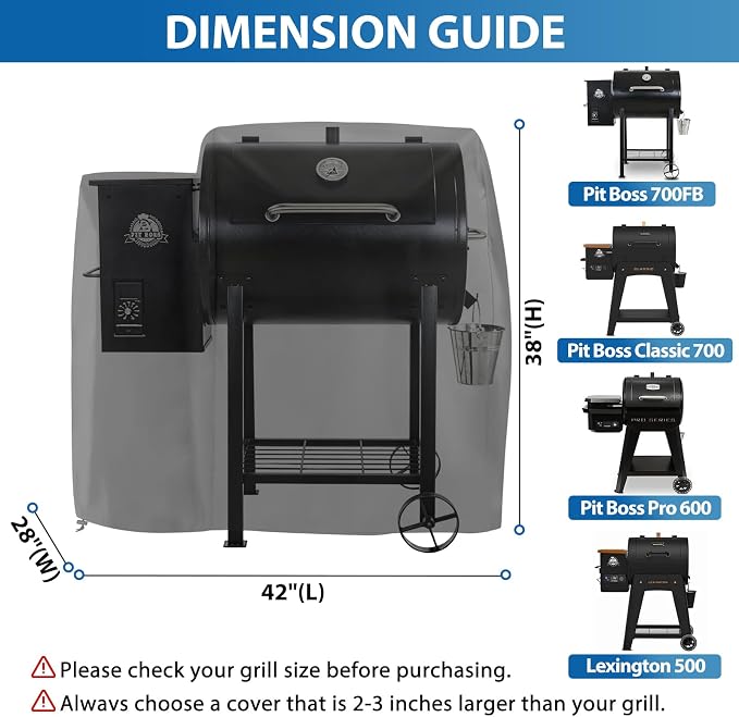 73700 Grill Cover for Pit Boss 700FB Lexington 500/540 Waterproof | BBQ Cover for Pit Boss Pro 600, Classic 700, Tailgater & Z Grill 550B Wood Pellet Grills, Heavy Duty 600D Waterproof Fabric