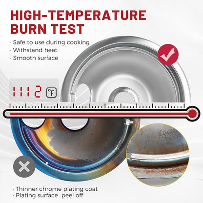 WB31T10010 and WB31T10011 Drip Pans for Electric Stove - Compatible with GE Range Stove - Thickening to Prevent Bending and Rust-Includes a Set of 4 Stove Drip Pans, Silver
