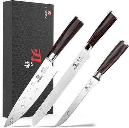 imarku 3 Piece Knife Set, Professional Japanese High Carbon Stainless Steel Chef Knife, Ultra Sharp Kitchen Knives Set with Ergonomic Pakkawood Handle, Ideal Gift for Mom
