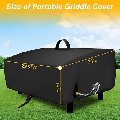 EVRBUL Portable Griddle Cover Fit for Blackstone and Pit Boss 2 Burner Tabletop Griddle, 600D PVC Coating Tabletop Grill Cover Fit for Royal Gourmet 3 Burners Flat Top Gas Grill, 29.5" x 25" x 13"