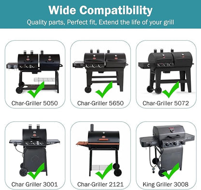 Criditpid Grill Grates for Char Griller 5050, 3001, 2121, 5650, 5072, 2123, 2828, 3072, 3030, 3008, 4000, 19 3/4" Cast Iron Cooking Grate Replacement Parts for Chargriller 5050, King Griller, 4-Pack