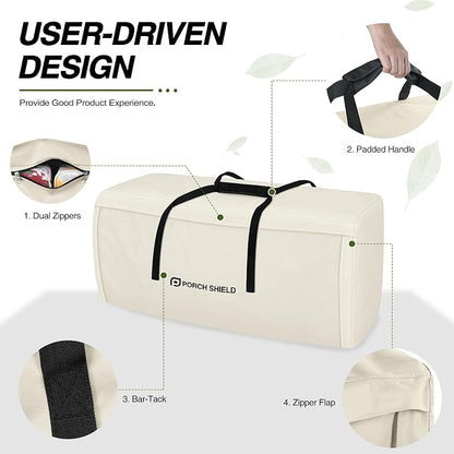 Porch Shield Outdoor Cushion Storage Bag 48 inch Waterproof Outside Storage Bags for Patio Furniture with Zippers and Handles