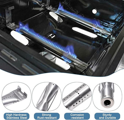 Grill Grates Parts for Dyna-Glo Grill Replacement Parts 2 Burner DGF350CSP, DGF350CSP-D, Cast Iron BBQ Grill Grates, Heat Plates Heat Shields and Burner Tubes for Dyna Glo Grill Accessories.