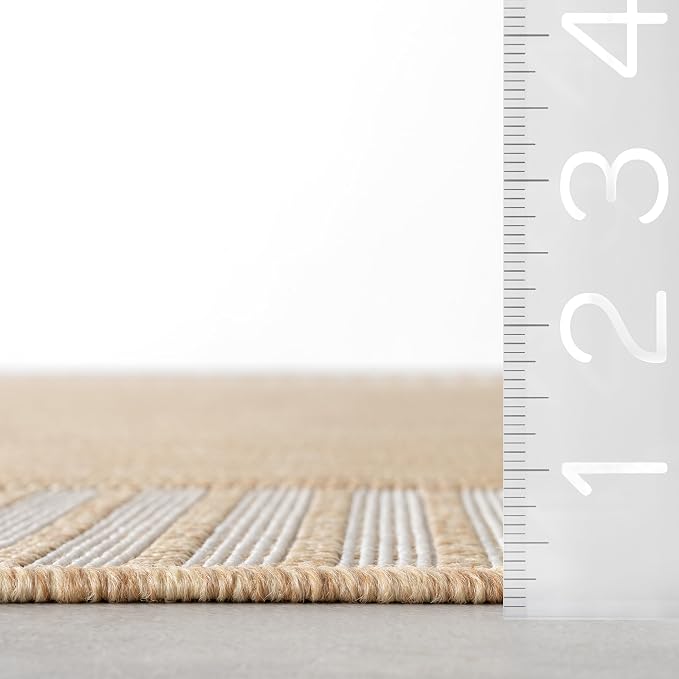 nuLOOM Asha Tan Bordered Power Loomed Indoor/Outdoor Area Rug, 10' x 12'