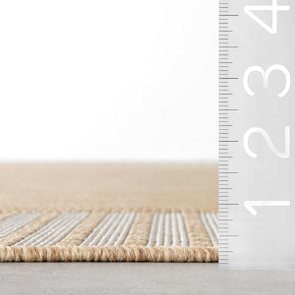 nuLOOM Asha Tan Bordered Power Loomed Indoor/Outdoor Area Rug, 10' x 14'