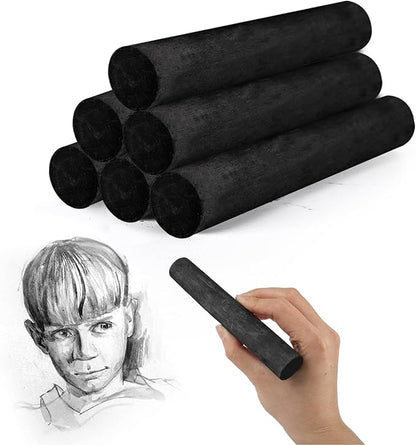 6 Pcs 0.79-0.94 Inch Black Jumbo Willow Charcoal Sticks, Large Soft Willow Charcoal Chunky Drawing Charcoal for Sketching Artist Supplies