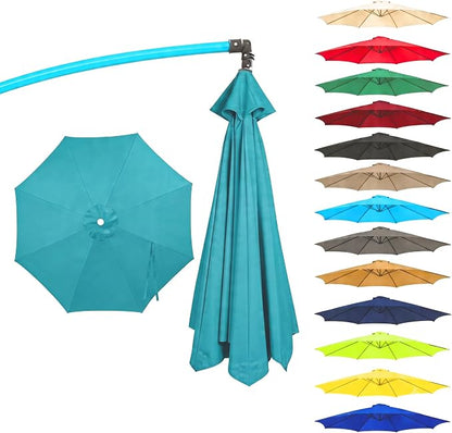 11FT Cantilever Patio Umbrella Replacement Canopy, 8 Ribs 64"-66", Upgraded 600D 220GSM Heavy-Duty Fabric, Waterproof & UV Resistant (Canopy Only)
