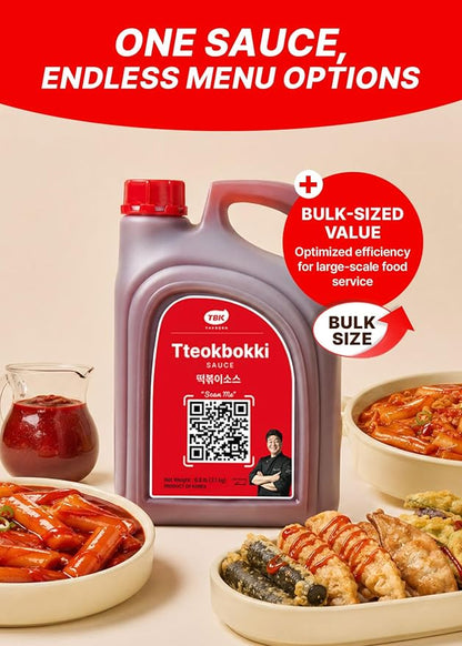 TBK THEBORN Tteokbokki Sauce, Sweet & Spicy Gochujang Rice Cake Sauce 3.1kg | Easy cooking sauce with a balanced sweet, spicy and savory flavor for tteokbokki, noodles and Korean street-food dishes