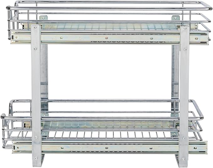 Household Essentials Chrome-Plated Steel Dual-Tier Pull-Out Organizer