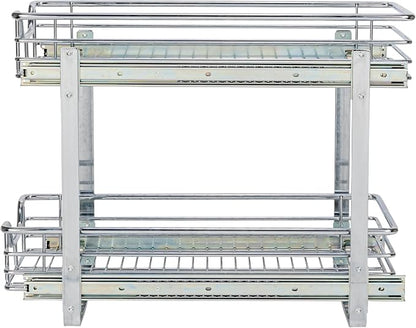 Household Essentials Chrome-Plated Steel Dual-Tier Pull-Out Organizer