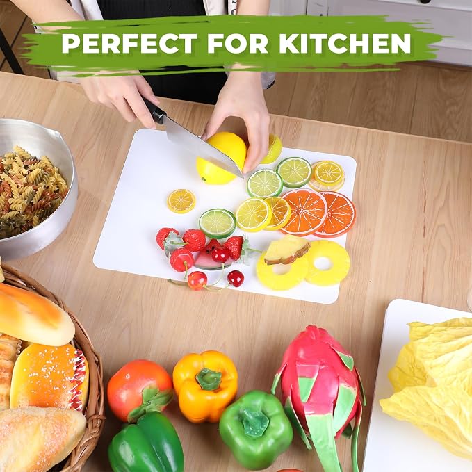 Hushee 100 Count Disposable Cutting Board Sheets 10 x 13 Inch Flexible Plastic Disposable Sheets Cutting Mat Large Chopping Boards for Kitchen Cooking Traveling Camping Tailgating BBQ(White)