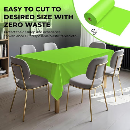 54 Inch X 300 Feet Plastic Table Cover Roll Premium Disposable Plastic Tablecloth for All Type/Shape Tables | Picnic, Party, Banquet, Birthdays, Weddings (Lime Green, 54 Inch X 300 Feet)