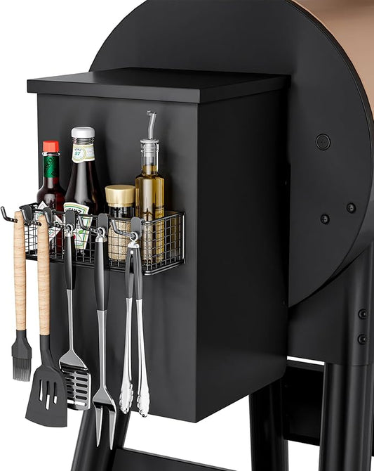 Magnetic Storage Bin for Traeger Grills, Traeger Accessories Compatible with Traeger Pro 22, Pro 34, Pro 575, Pro 780, Ironwood 885/650 & Z GRILLS, PIT BOSS Wood Pellet Smoker (Black 1 Pack)