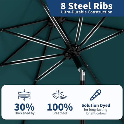 Garvee 10FT Patio Umbrella - Outdoor Table Umbrella with Smooth Crank Lift, Push Button Tilt and 8 Sturdy Ribs - Market Umbrella UV Protection Waterproof for Pool, Deck, Yard, Garden