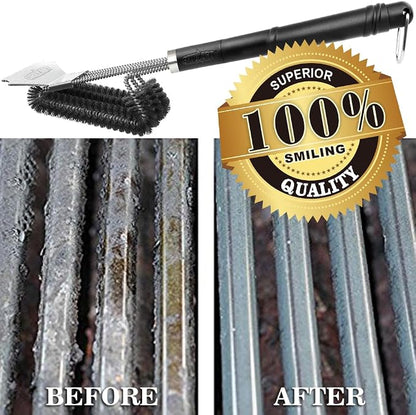 GRILLART Grill Brush and Scraper BBQ Brush for Grill, Safe 18" Stainless Steel Woven Wire 3 in 1 Bristles Grill Cleaning Brush, BR-4516 (Pack of 2)
