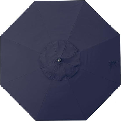 California Umbrella 9' Round Aluminum/Fiberglass Umbrella, Push Open, Bronze Pole, Sunbrella Navy Fabric