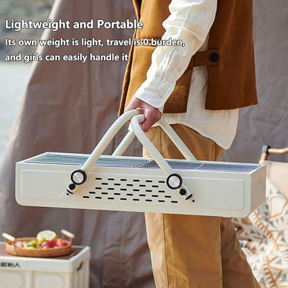 Portable Charcoal BBQ Grill Outdoor Cooking Barbecue Grill Large Number of Vents System with Height Adjustable Cooking Grate Suitable for Camping, Outdoor Cooking, Patio, Garden(White with storage bag