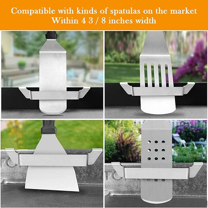 AUAUY 2 Pack Stainless Steel Griddle Spatula Stand, Grill Barbecue Tool Rack Hold Rack Griddle Accessories Holder for Blackstone, Camp Chef, Royal Gourmet, Outdoor Camping Picnic BBQ Essentials