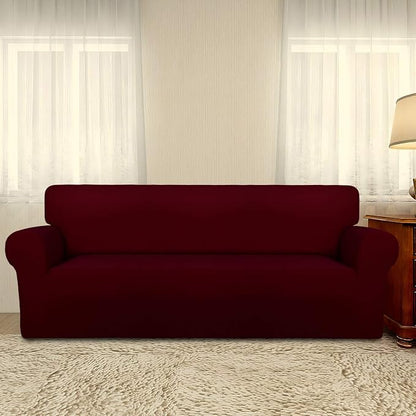 PureFit Stretch Couch Covers for Sofa Large Sofa Slipcovers Wine | 1-Piece Spandex Couch cover Soft Couch protector, Sofa cover Washable with Non Skid Foam and Elastic Bottom for Kids, Dogs