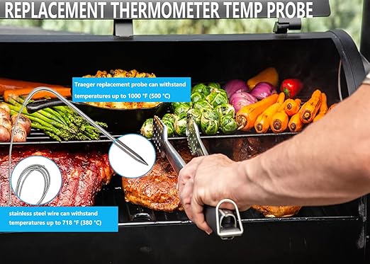 Replacement for Traeger Meat Probe,Compatible with Traeger Wood Pellet Grills and Smoker,Equipped with Stainless Steel Grill Holder kit 2 PCS