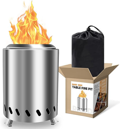 Tabletop Fire Pit - Smokeless 6 Inch Table Top Firepit for Outside Small Portable Fire Pits with Carry Bag Mini Pellet Stove for Camping Backyard Patio Garden Picnic