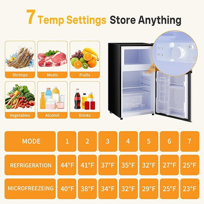 NEWBULIG Mini Fridge with Freezer 3.2 Cu.Ft Small Refrigerator for Office, Dorm, Small Fridge with Adjustable Thermostat, Energy Saving, Dual Door, Sliver