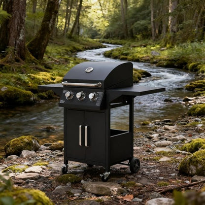 Portable Camping Charcoal Grill Barbecue with Smoker, Outdoor Grills & Smokers for Backyard, Asador de Carbon with Foldable Shelf and Wheels, Barrel Style Charcoal Grills BBQ,A8