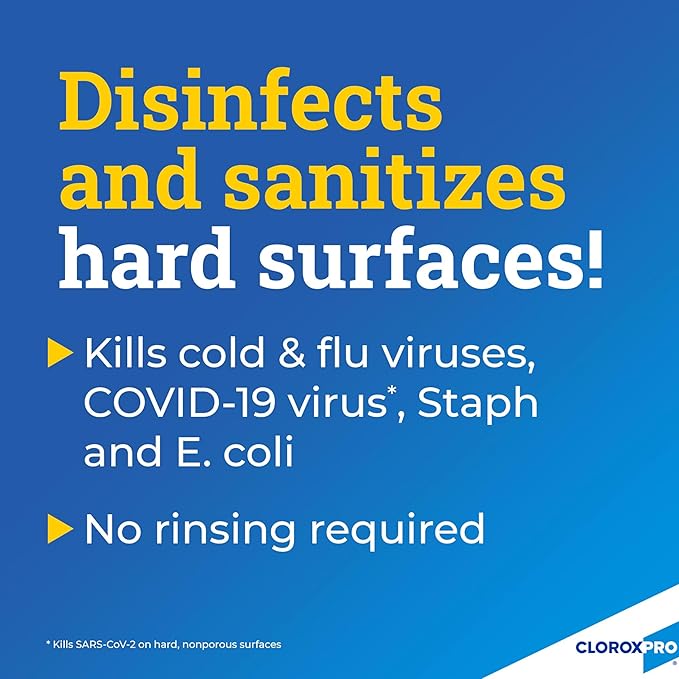 CloroxPro Anywhere Daily Disinfectant and Sanitizer, No-Rinse Food Contact Sanitizer, Refill, 128 Fluid Ounces