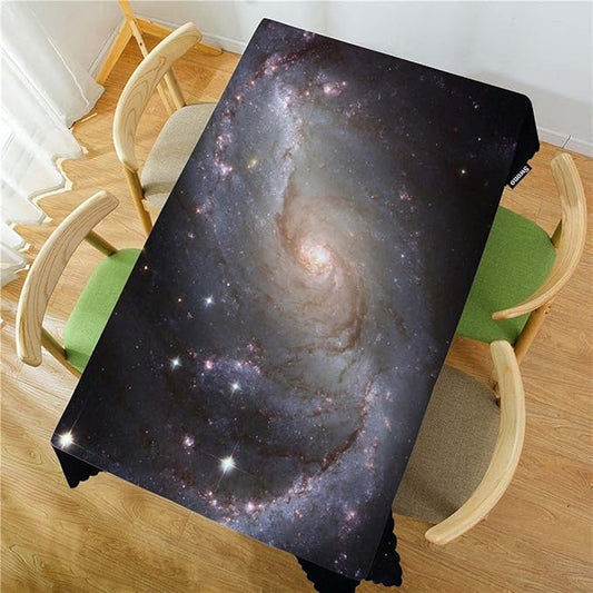 Swono Galaxy Universe Rectangle Tablecloth Spiral Stars Galaxy Space Table Cloth Dining Table Cover for Home Kitchen Restaurant Party Buffet Picnic Wedding, 52x70 Inch