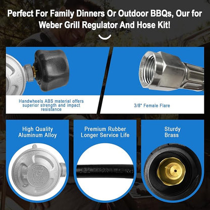 For Weber Hose and Regulator kit, for Weber Grill Regulator Replacement, Fits for Spirit II (2017-2019) and Spirit E310 E320 E210 Genesis II 210/LX 240 and Genesis II 300/400 (2017-2019) Gas Grills.