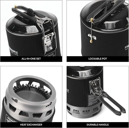 Fire-Maple Fixed Star 3 Backpacking and Camping Stove System, Black 21oz | 30% Faster Boil with HX Base, Piezo Ignition, Locking Handle, All-in-One, Portable, Compatible with Most Canisters