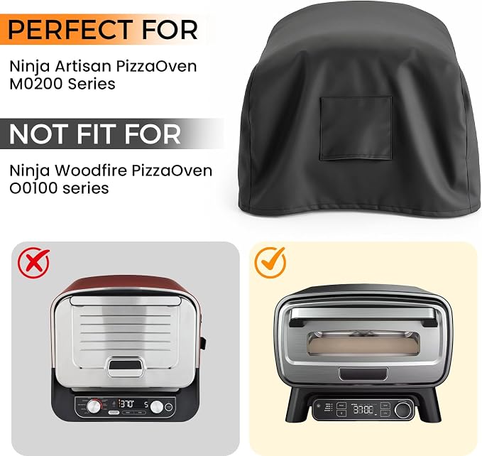 Cover for Ninja Pizza Oven MO201 MO200 Series, Waterproof Pizza Oven Cover | Heavy Duty & Weatherproof Dustproof with Storage Pocket for Outdoor Pizza Oven, Adjustable Drawstrings and Elastic Bands