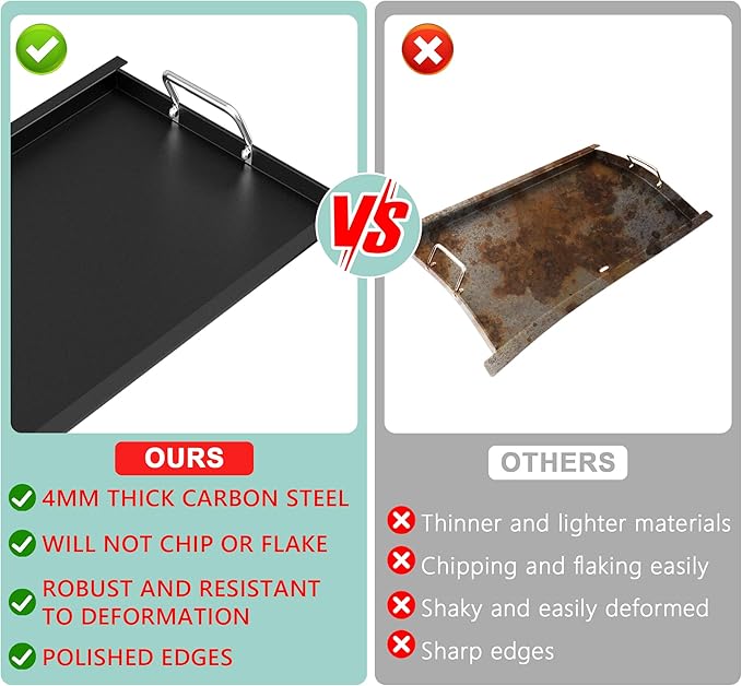 Spirit 200 Full Size Griddle Insert for Weber Spirit I & II 200 Series Gas Grills Spirit E-210 S-210 S-215 E-220 S-220 Grill Parts, Carbon Steel Flat Top Griddle Replacement for Weber 7637 Parts