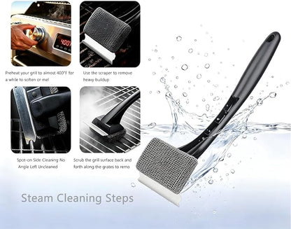 Bristle-Free Grill Brush & Scraper,Durable, Efficient and Extra Safe BBQ Cleaning Brush for Cast Iron and Stainless Steel Outdoor Grills(Fine Mesh)