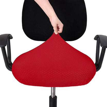 Smiry Office Computer Chair Seat Covers for Desk, Anti-dust Protector | Stretch Jacquard Removable Washable Desk Chair Seat Cushion Protectors, Red