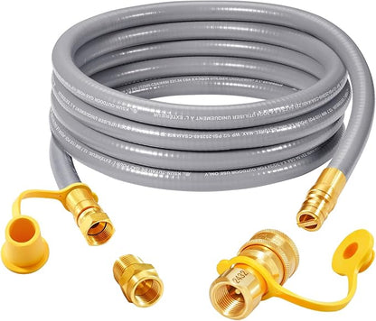 GasSaf 12 FT 1/2" ID Natural Gas Hose with Quick Connect Fitting, Natural Gas Conversion Kit for Gas Grill, Generator, Patio Heater and More - CSA Certified